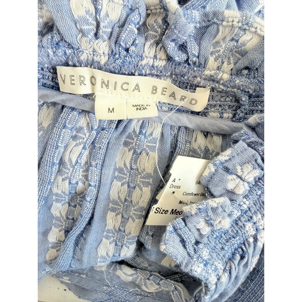 Veronica Beard Espie Smocked Mini Dress Medium Cotton Boho Prairie Cottagecore - Picture 9 of 10